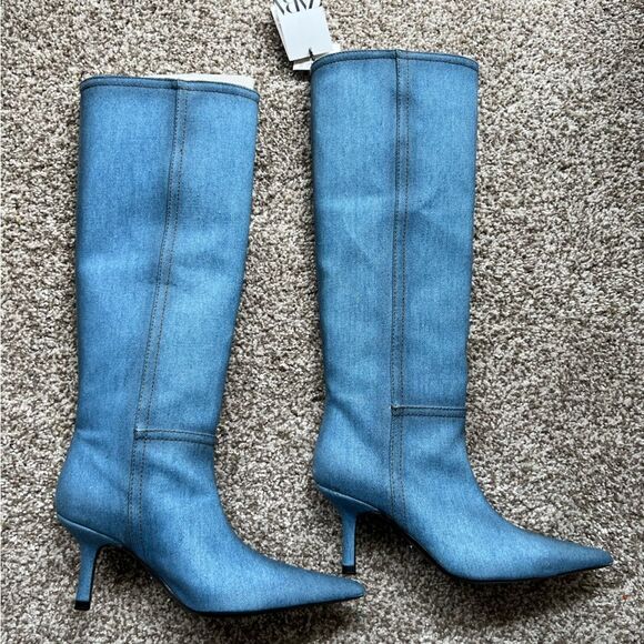 Zara knee high denim boots - Picture 9 of 9